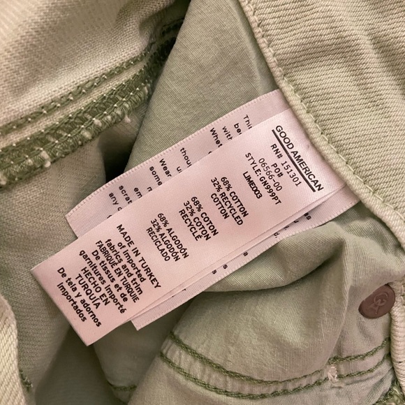 🐬Good American good 90s baggy wide leg loose jeans lime color size 4 size 27 - Picture 5 of 8